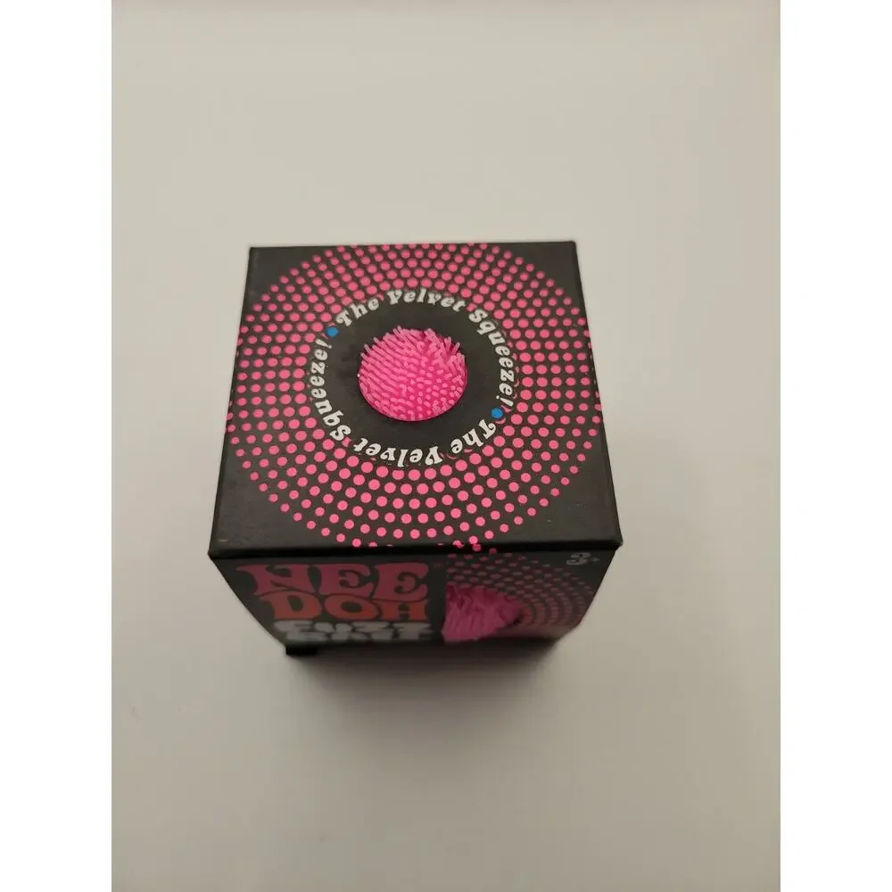 Needoh FUZZ BALL Flower Power Nee Doh Squish Stress Ball NEE-DOH Fuzzball Pink